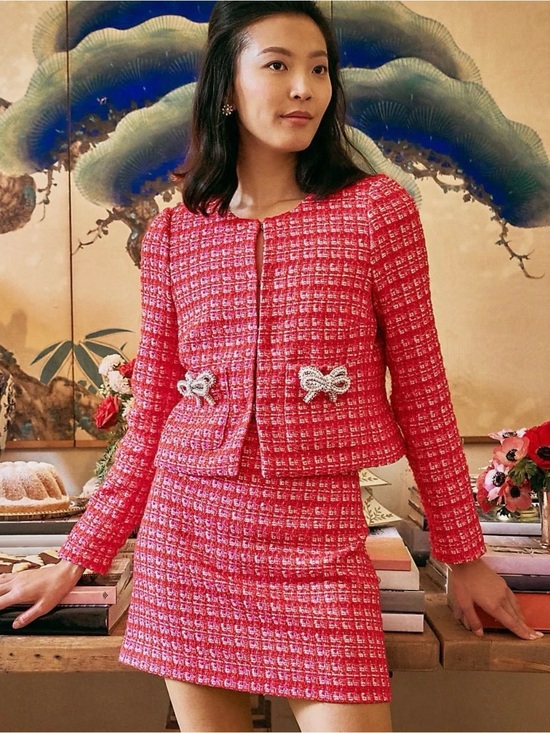 Lilly Pulitzer Jackets & Blazers - Lilly Pulitzer Pink & cranberry Red Tweed Boucle jacket, NWT, sz 4 & 8